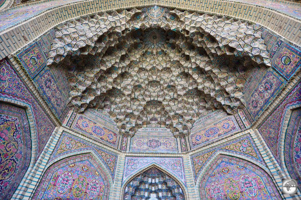 A view of a Muqarna at the Nasir al-Mulk Mosque in Shiraz.