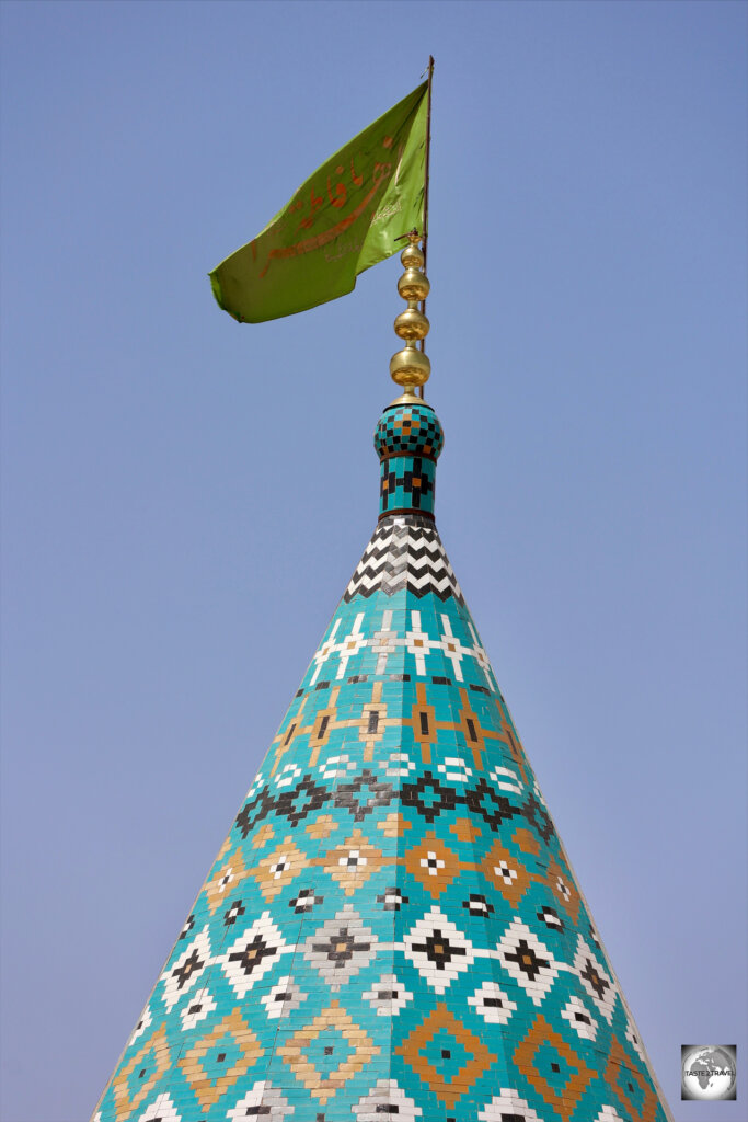 The unique conical roof of the Mausoleum of Sultan Amir Ahmad in Kashan.