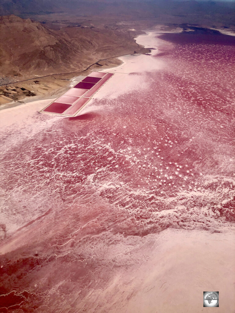 The very pink, Maharloo Lake, a salt lake located outside the city of Shiraz.