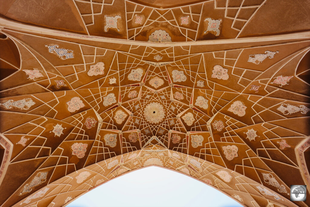 The stunning design detail of the ceiling of the main Iwan at Abbasian House.