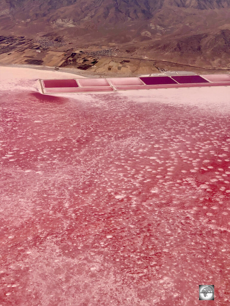 A truly incredible sight, the very pink, Maharloo Lake, seen from my window seat on my flydubai flight, on my approach to Shiraz International Airport.