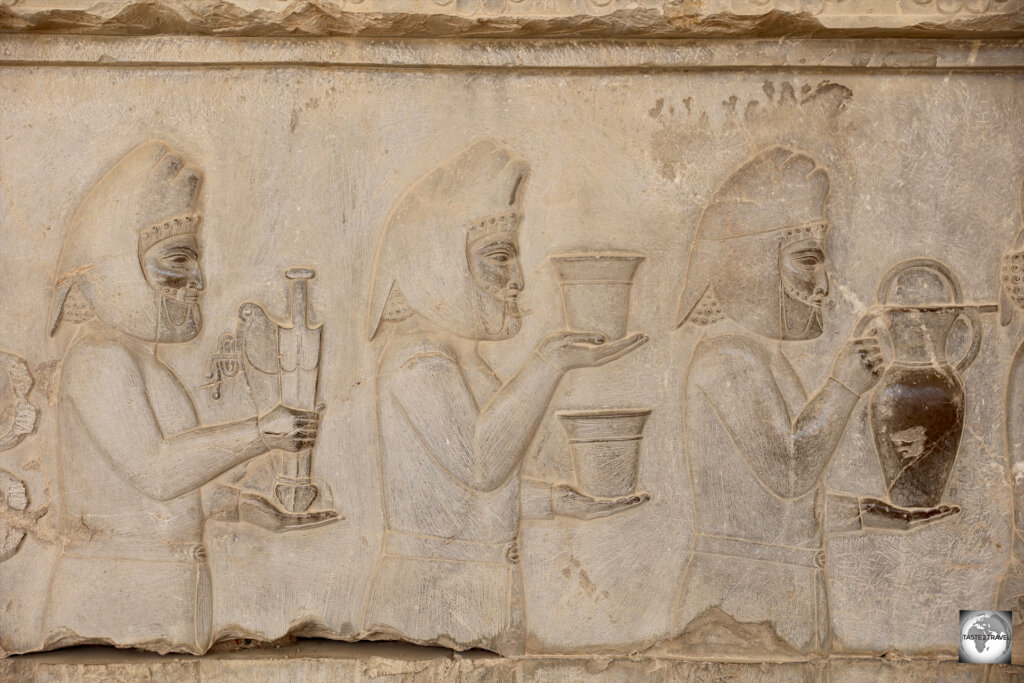 A bas-relief from the Apadana Palace at Persepolis, depicting delegations bringing offerings to the king.