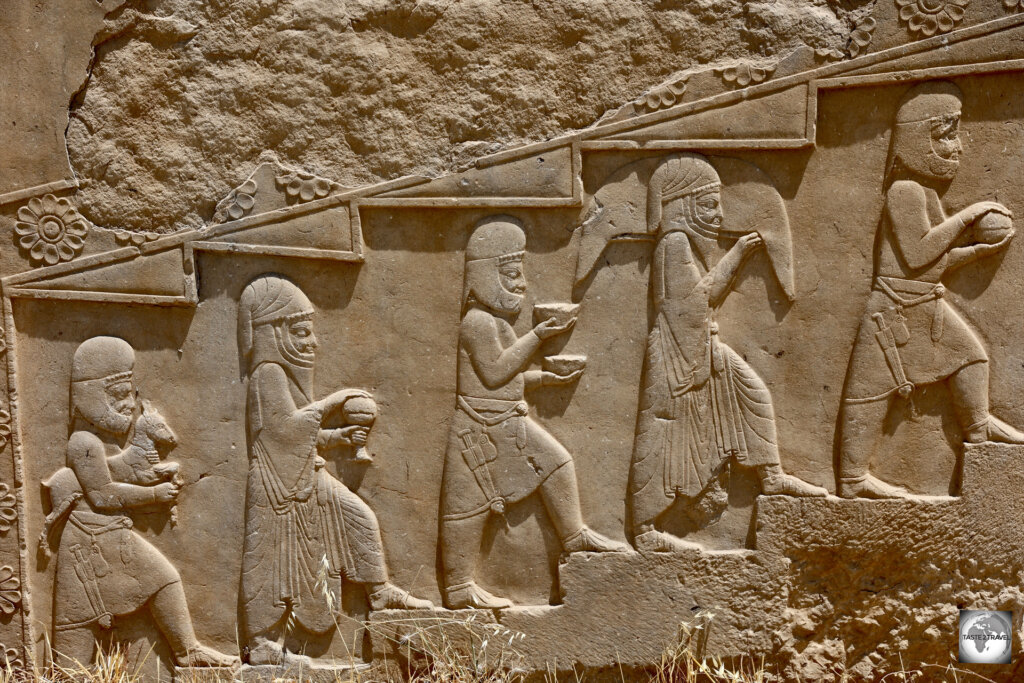 A bas-relief from the Apadana Palace at Persepolis, depicting delegations bringing offerings to the king.