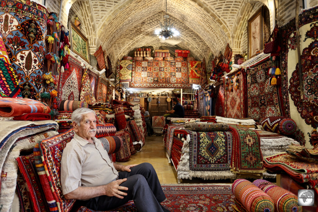 A carpet seller in Vakil Bazaar, Shiraz.