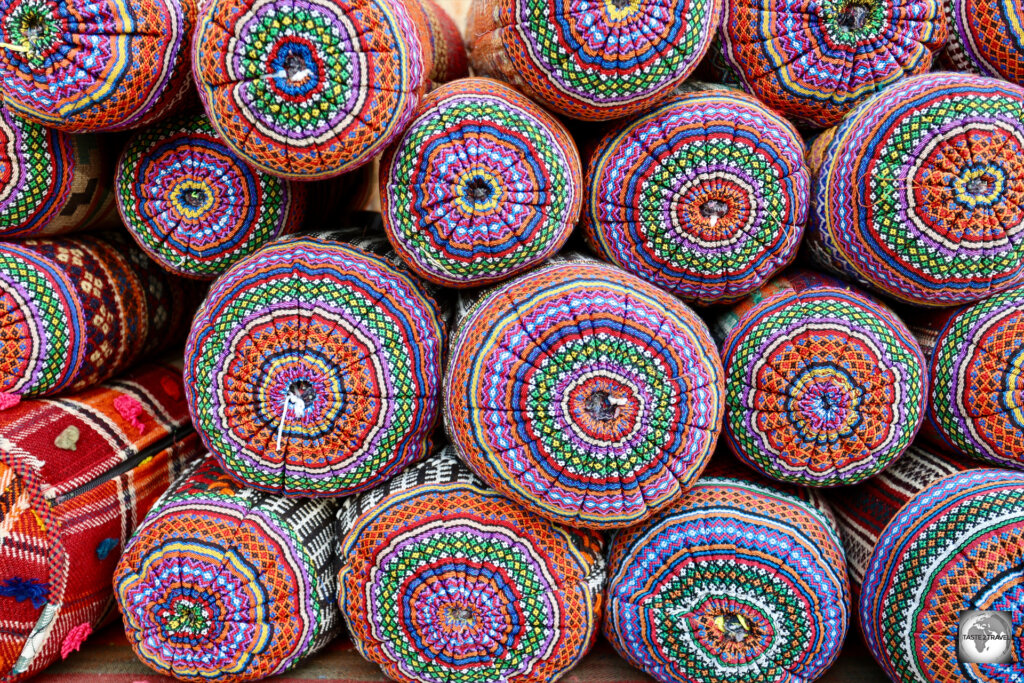 Colourful cushions for sale at Vakil Bazaar, Shiraz.