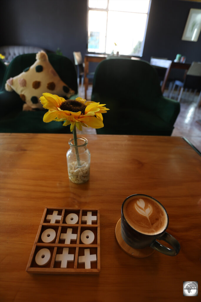 Coffee and tic-tac-toe at 'iiNdulge coffee' in Maseru.