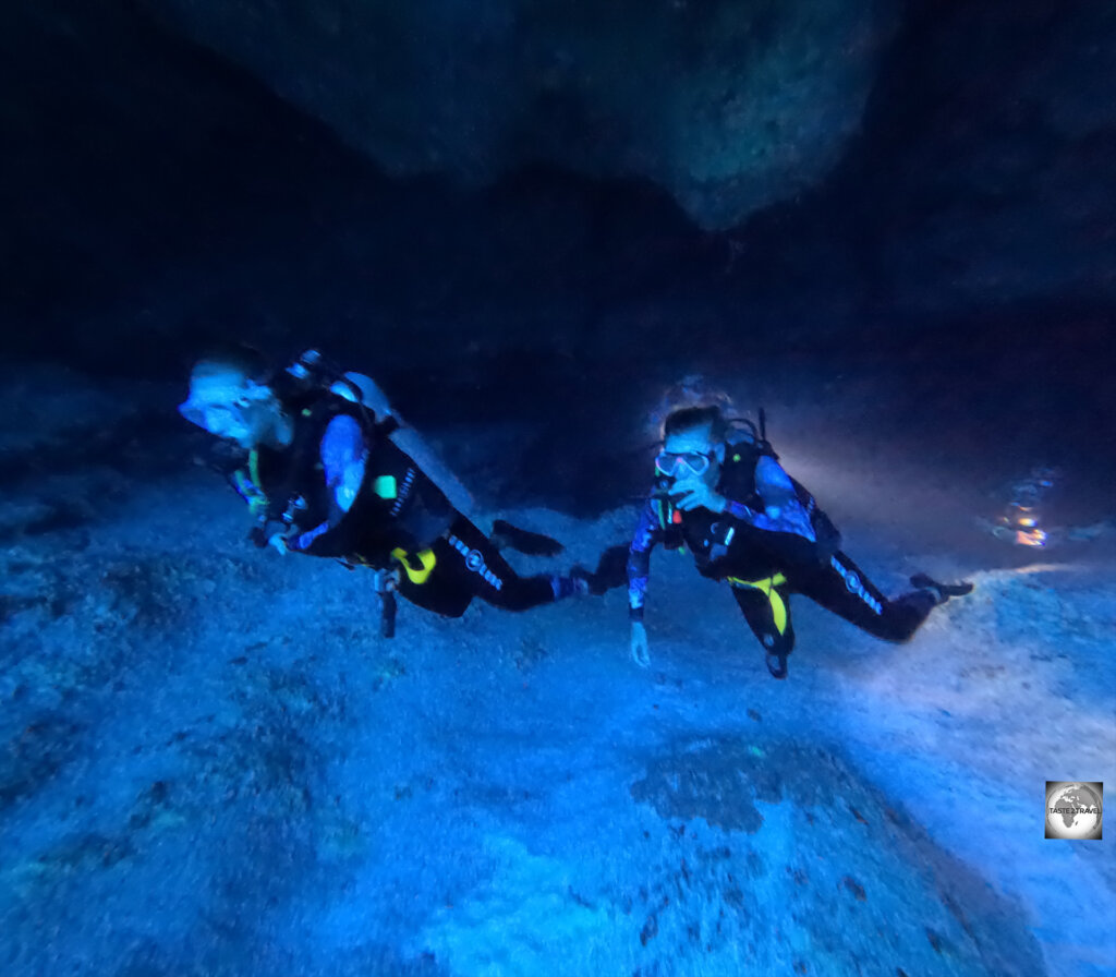 Diving inside 'Dome Cave' with Niue Blue.