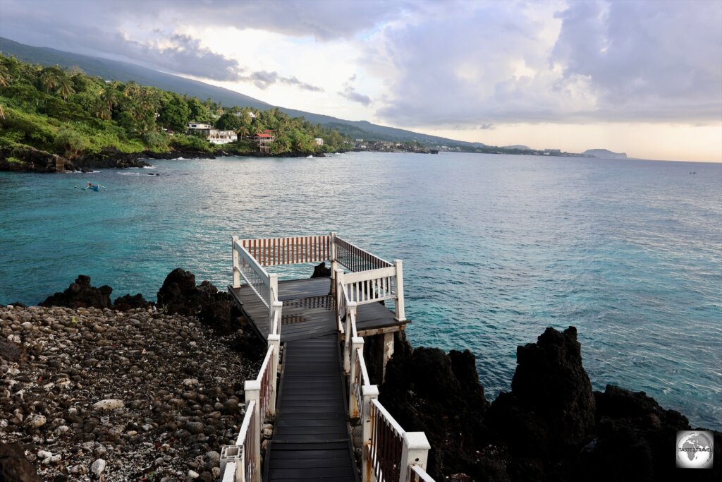 A view of Grande Comore Island, which is covered in black lava.