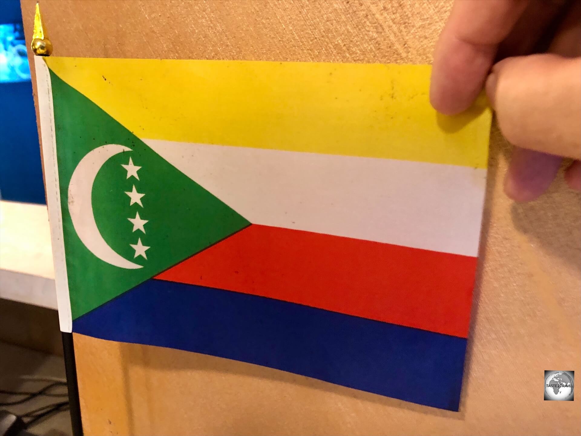 A souvenir Comoran flag. 