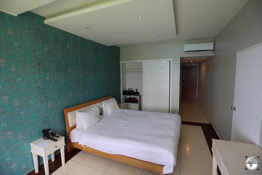 My spacious and comfortable room at the Golden Tulip Hotel, Comoros.