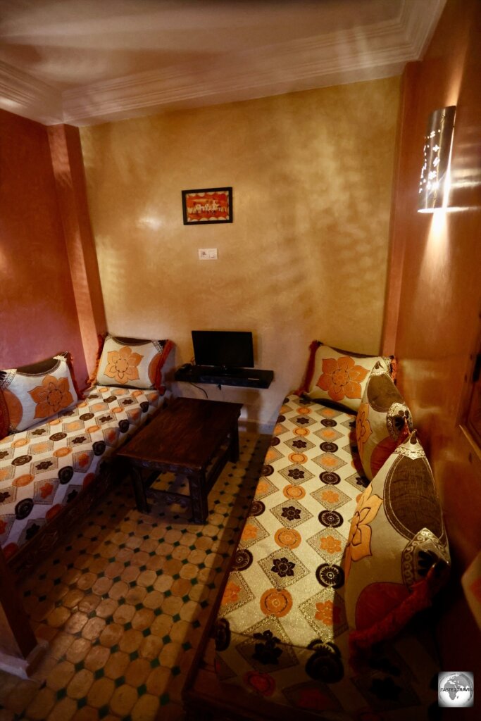 The sitting room in my room at the Dar Rio Oro guest house in Dakhla.