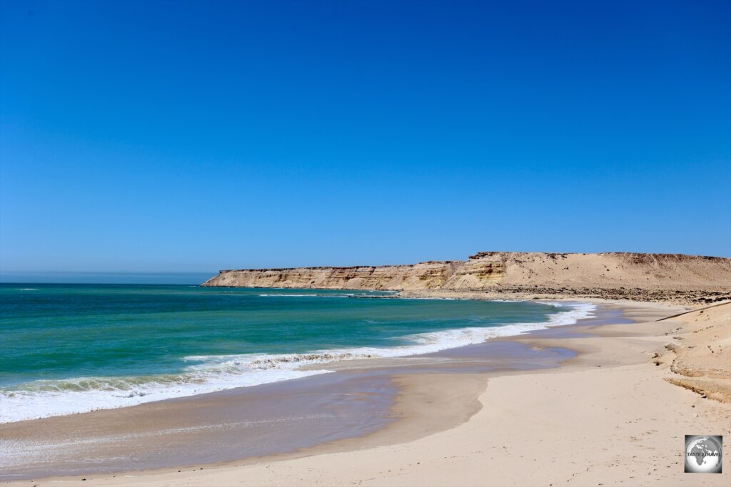 A view of the stunningly isolated Porto Rico Beach, which lies just north of the Tropic of Cancer.