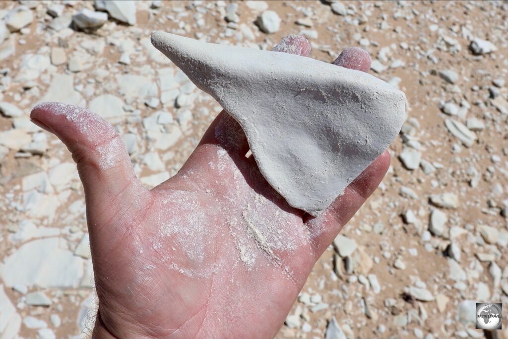 The cliffs which line Porto Rico Beach are made of chalk.