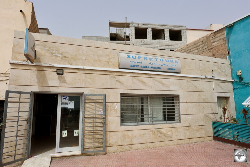 Bus tickets for Mauritania can be purchased from this office of Supratours in Dakhla.