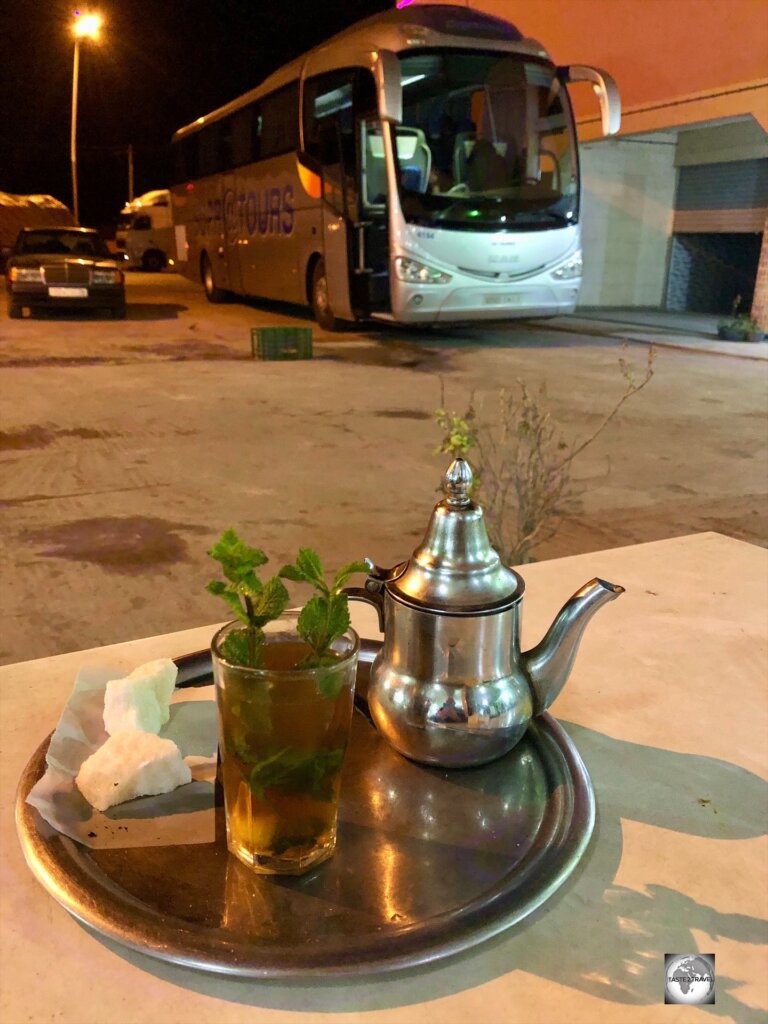 One of the joys of travelling by bus in Morocco are the many stops at tea houses.