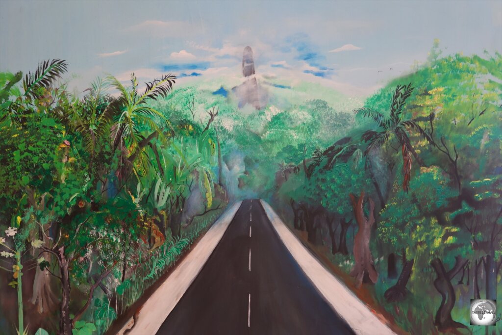 A painting of Pico Cão Grande by a local artist.