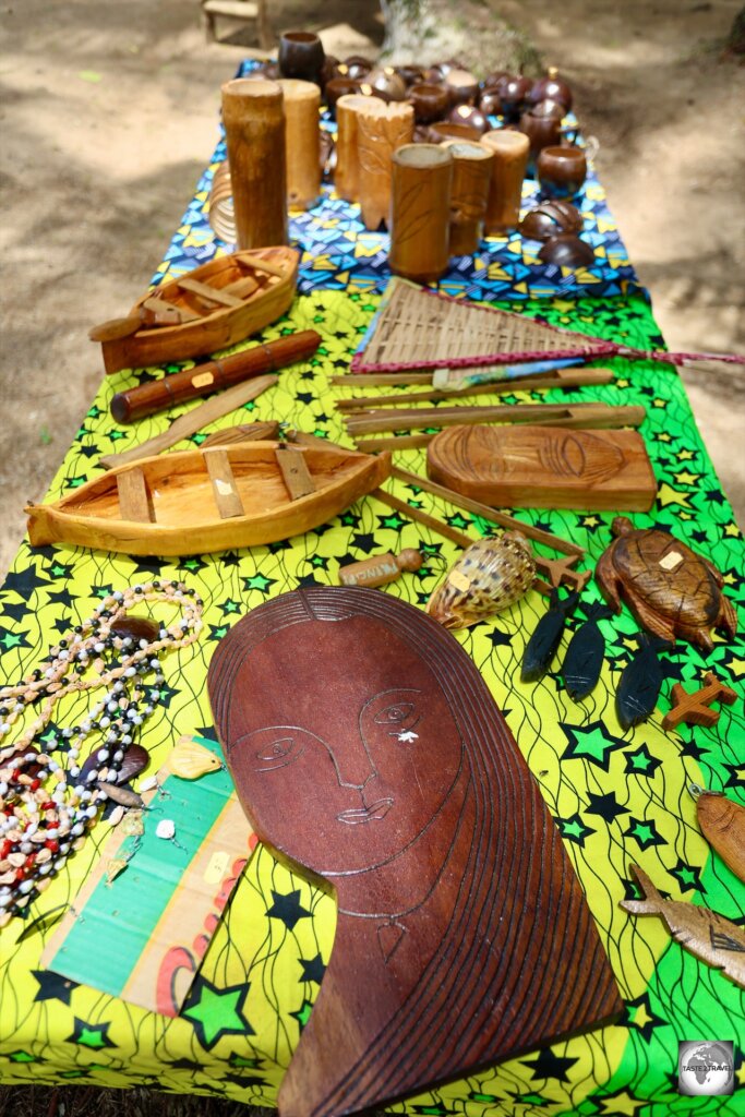 Local crafts for sale at the restaurant at Praia Abade.