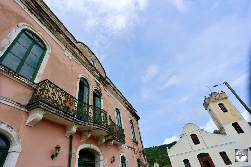 Portuguese colonial-era architecture in Santo Antonio, Principe Island.