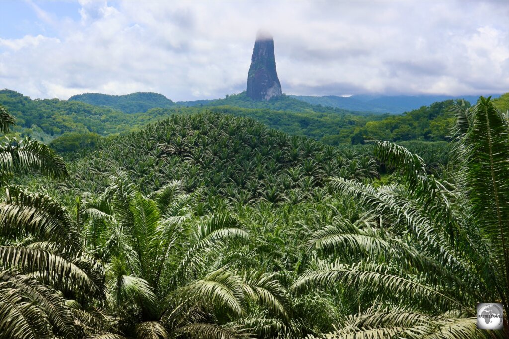 The iconic Pico Cão Grande ("Great Dog Peak") is a landmark needle-shaped volcanic plug peak in São Tomé.