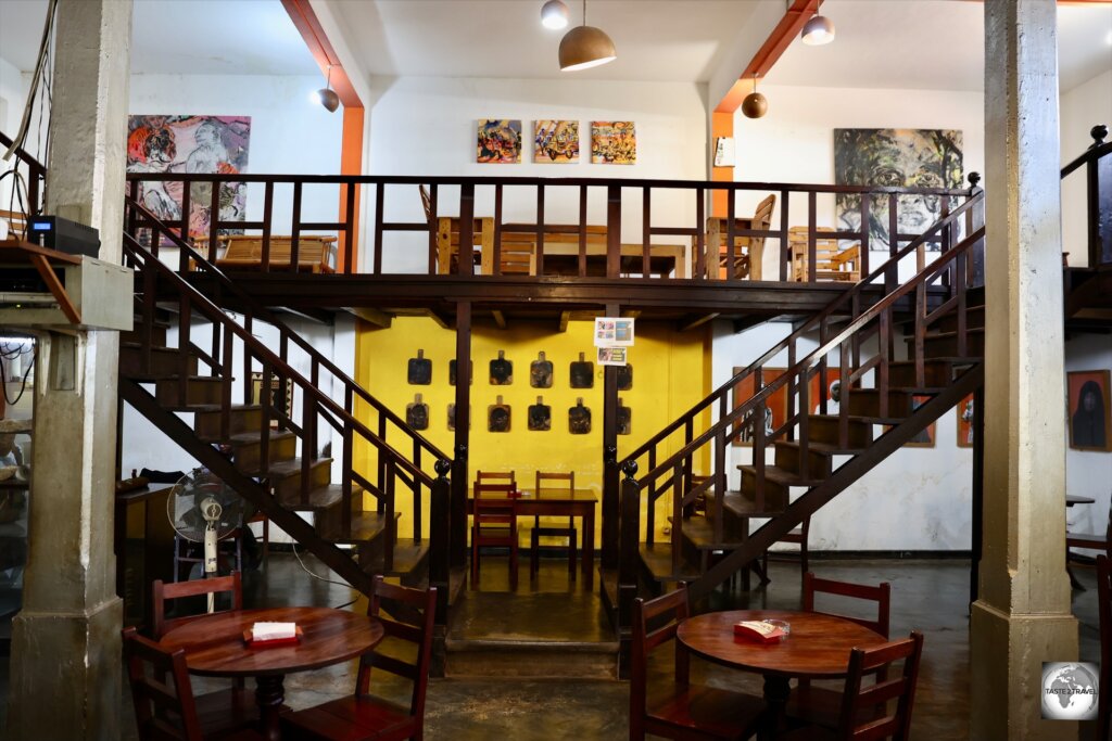 Xico's Cafe in São Tomé offers traditional local cuisine served in an authentic, old-world cafe/ art gallery.