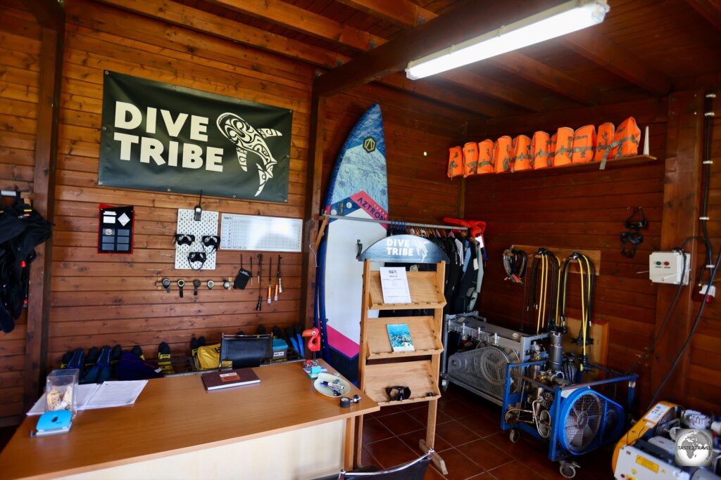 The 'Dive Tribe' scuba diving shop at the Pestana Sao Tome Hotel.