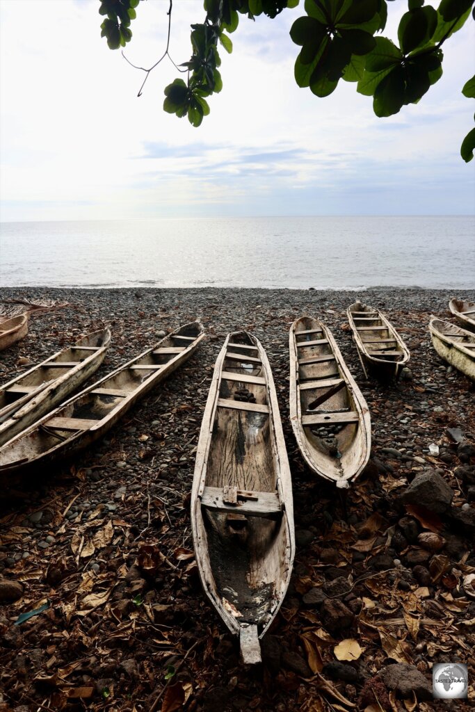 Wooden canoes on the west coast of São Tomé,