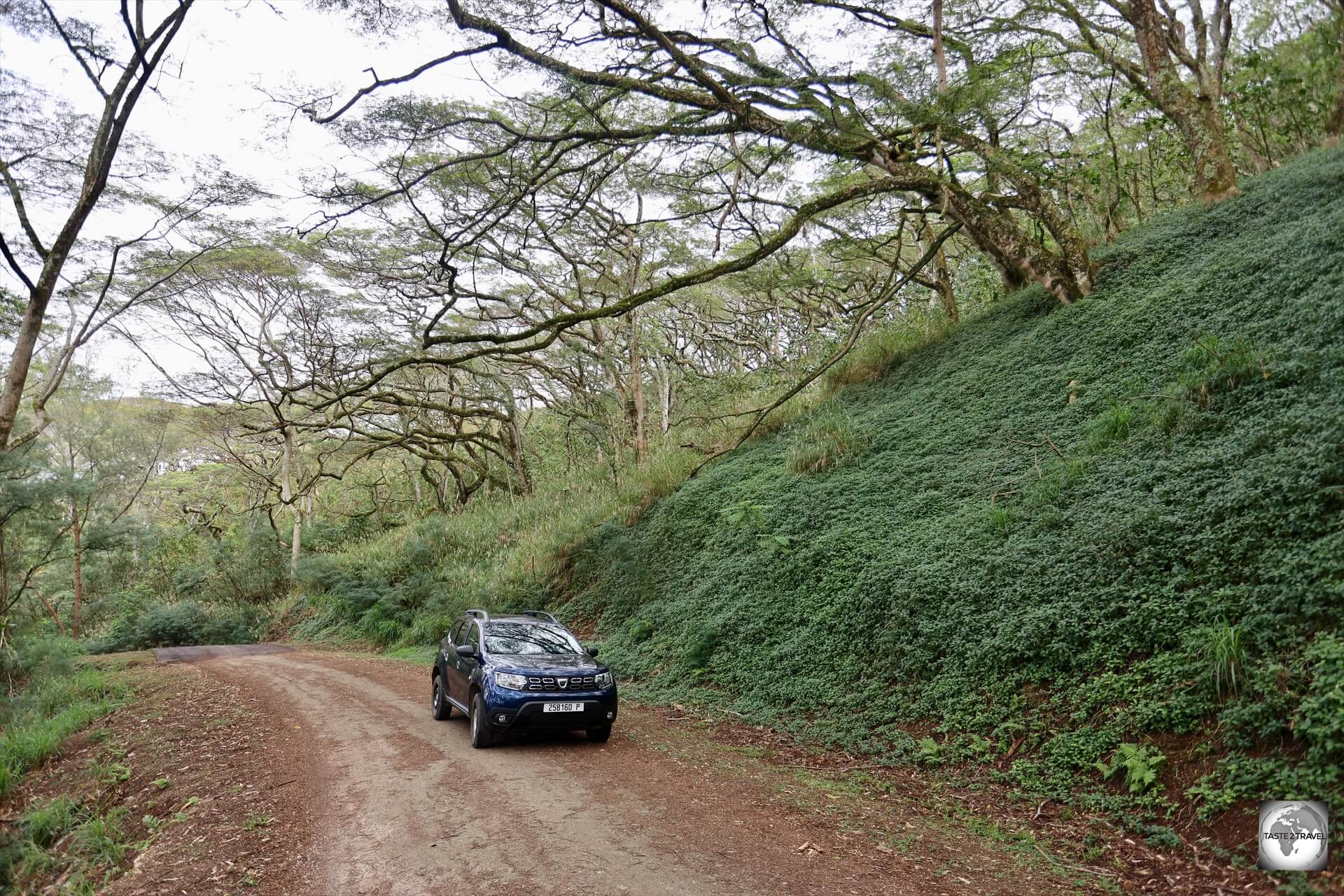 Exploring the island of Mangareva in my rental car.