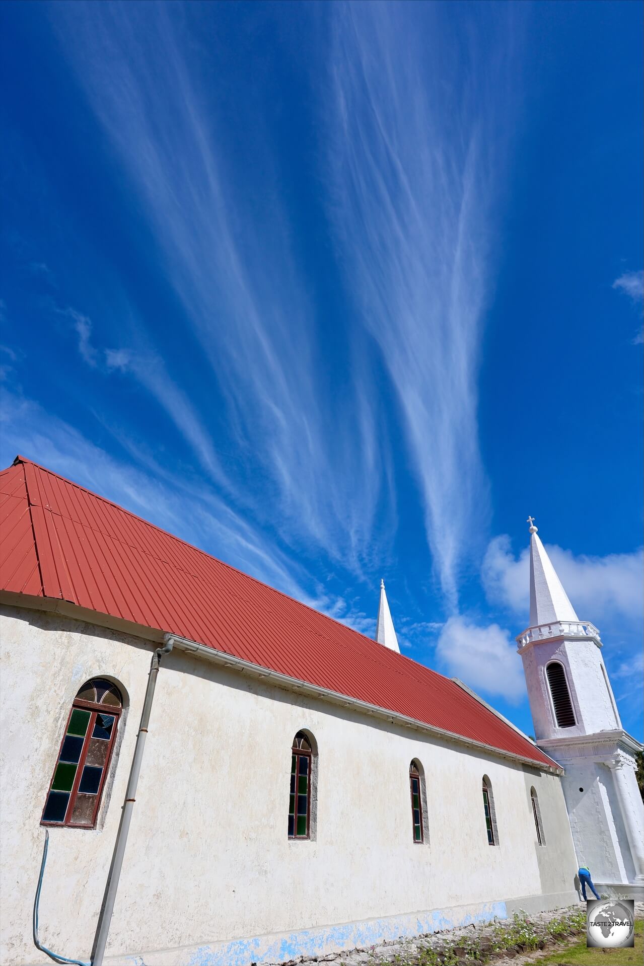 A view of Notre-Dame de la Paix church, on Akamaru Island. 