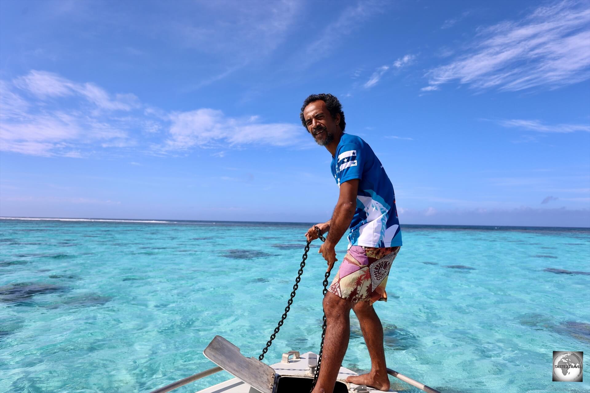 Exploring the sights of stunning Mangareva Lagoon, on a day trip with the friendly crew from Pension Maro’i.