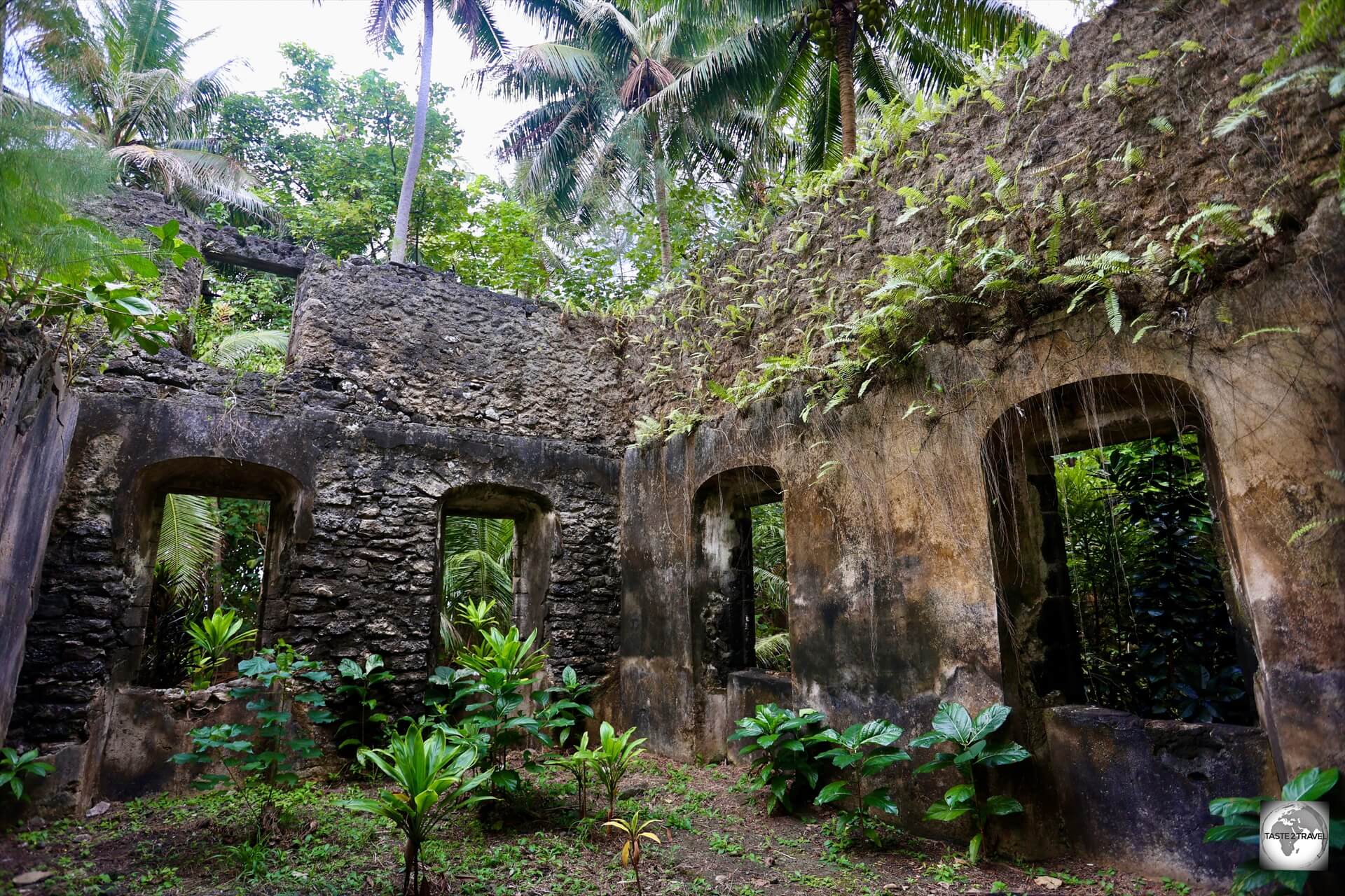 Ruins of Re'e Seminary College, the first college of French Polynesia, Aukena Island. 