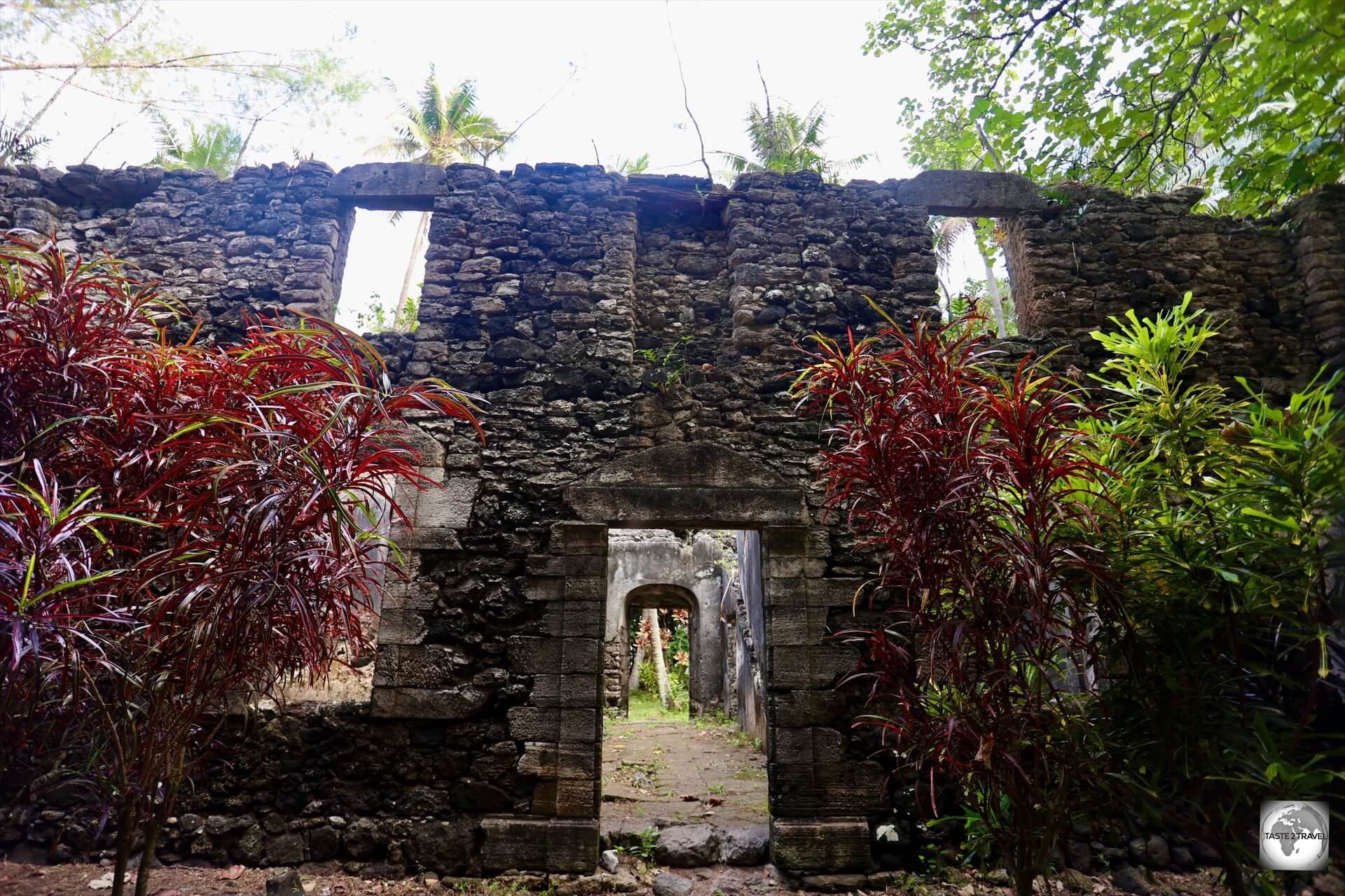 Ruins of Re'e Seminary College, the first college of French Polynesia, Aukena Island. 