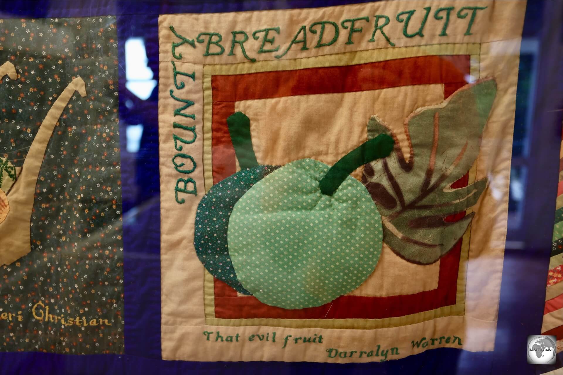 A display at the Pitcairn Museum - "Breadfruit - that evil fruit".