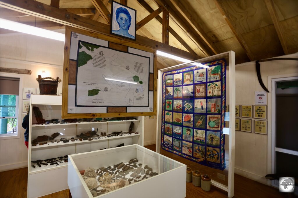 Views of the informative displays at the Pitcairn Museum.