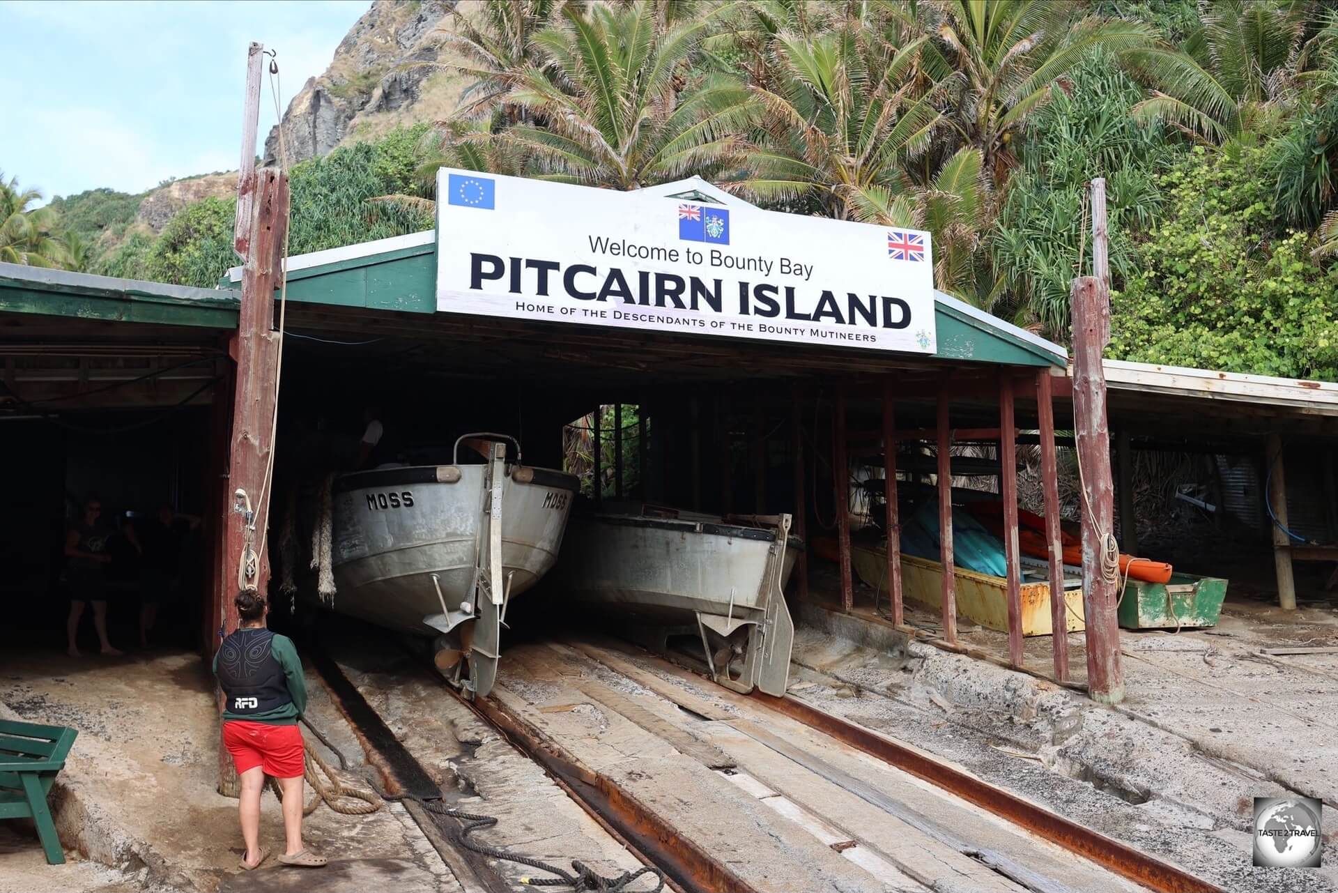 The "Moss" longboat in the longboat shed, prior to being launched.