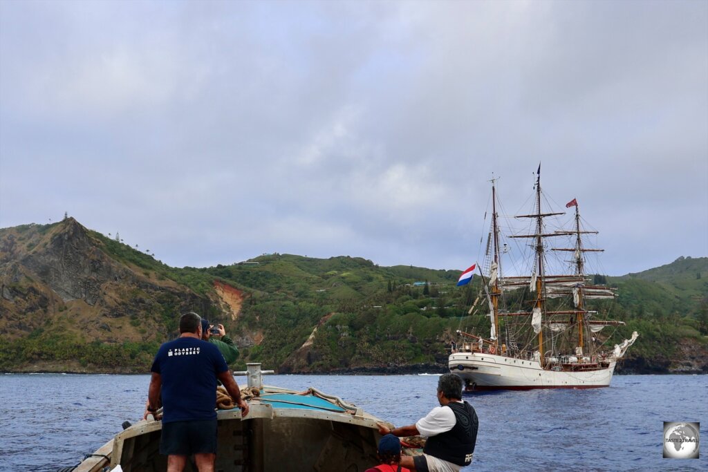 When I arrived at Pitcairn Island, the Bark Europa was visiting the island.