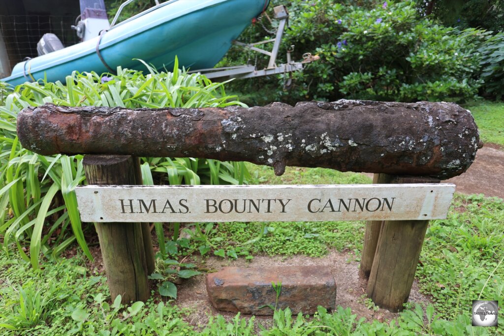 A canon from the HMAS Bounty, on display in Adamstown.