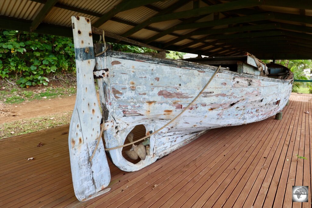 The last wooden longboat built on Pitcairn Island is on display in Adamstown.