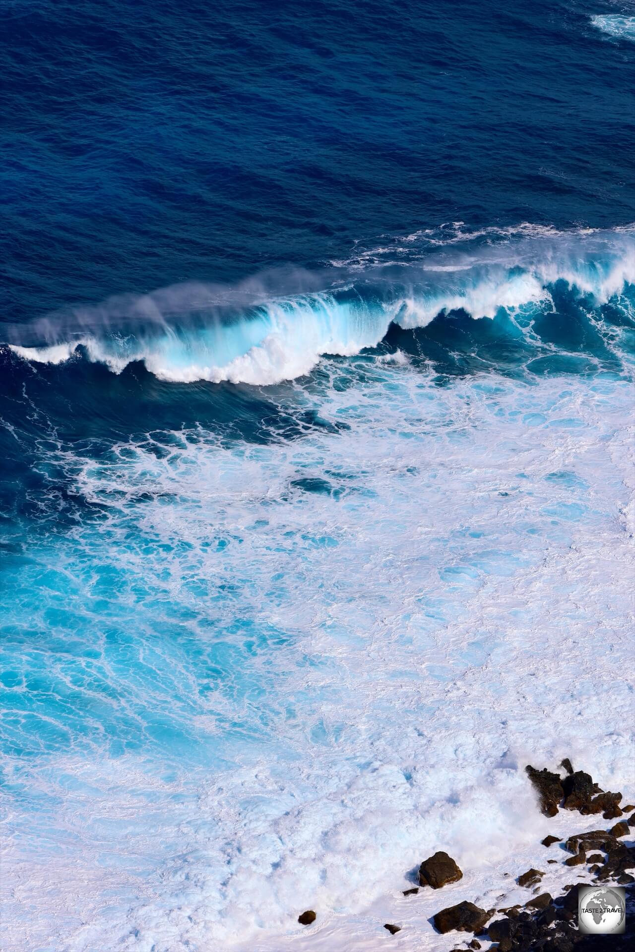 Waves, crashing against the south coast of Pitcairn Island. 