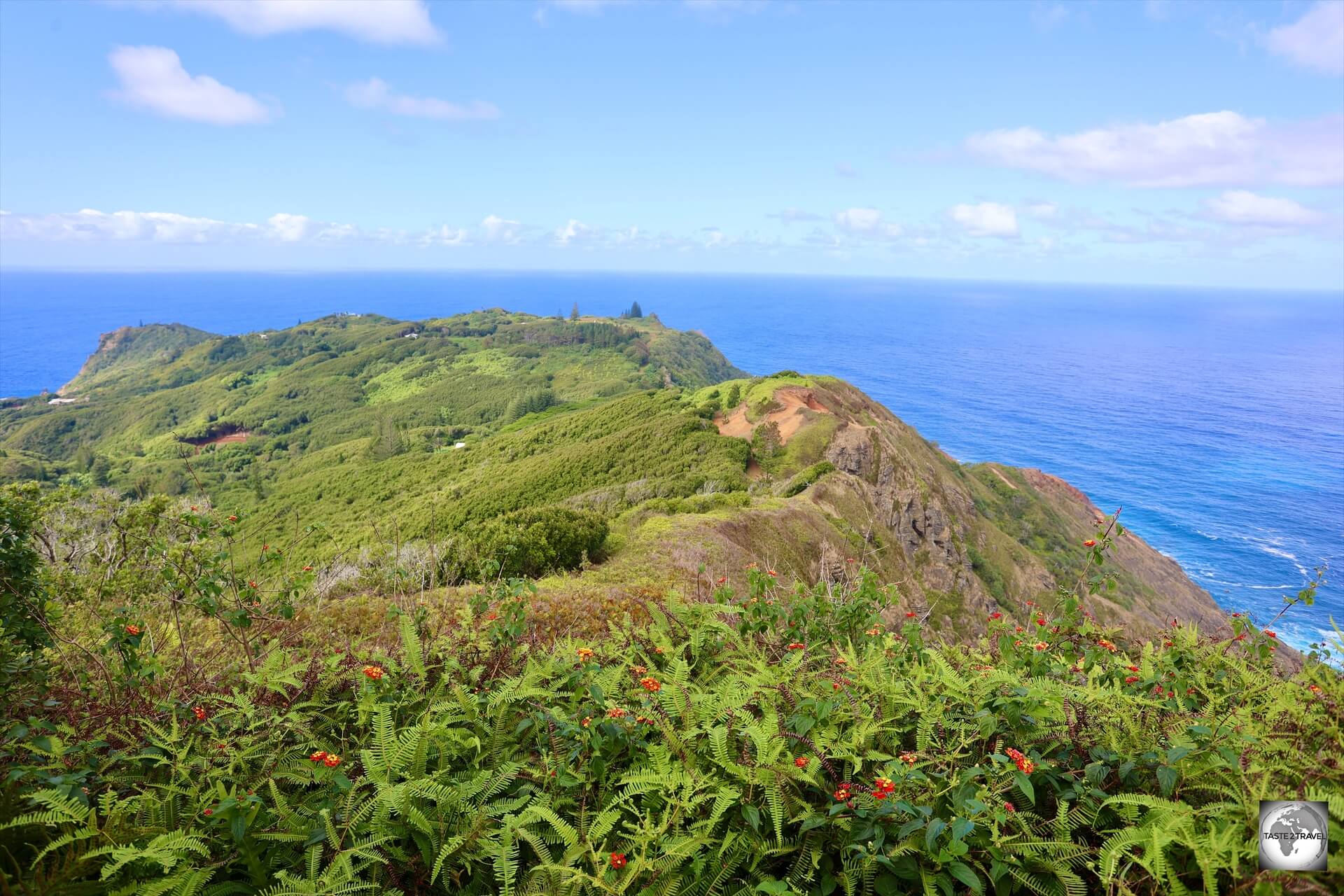 Hilly Pitcairn Island offers spectacular views in all directions. 