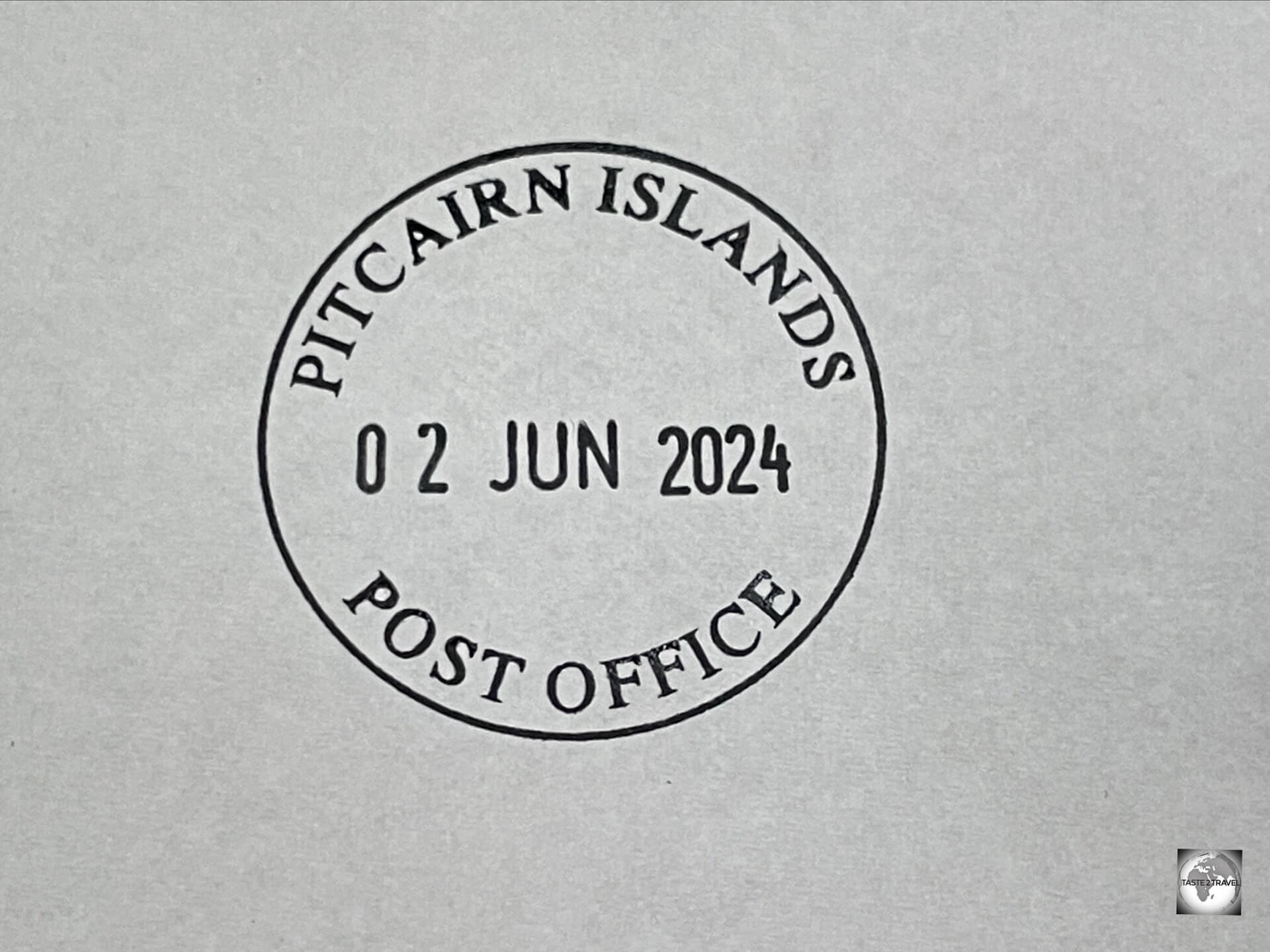 The (somewhat plain) Pitcairn Islands postmark. 