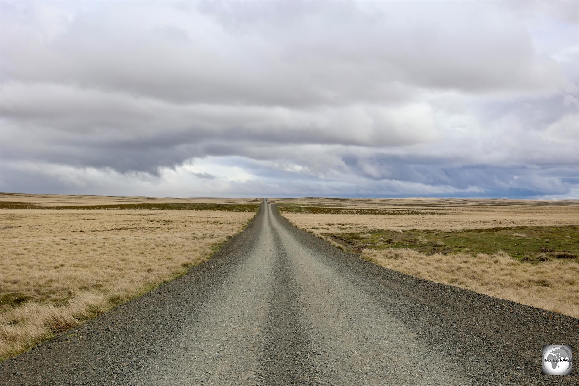 A typical view of the treeless countryside on East Falkland Island.