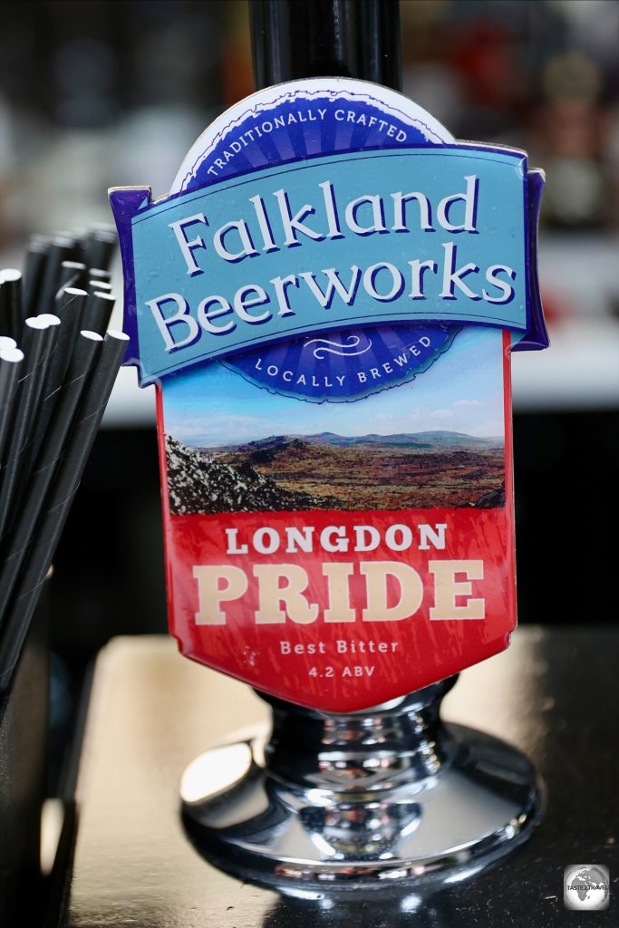 Craft beer from Falkland Beerworks is served at bars throughout Stanley.