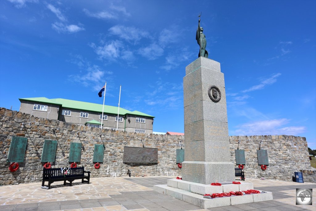 The 1982 Liberation Memorial commemorates all British Forces that served in the Falklands War and the liberation of the islands.