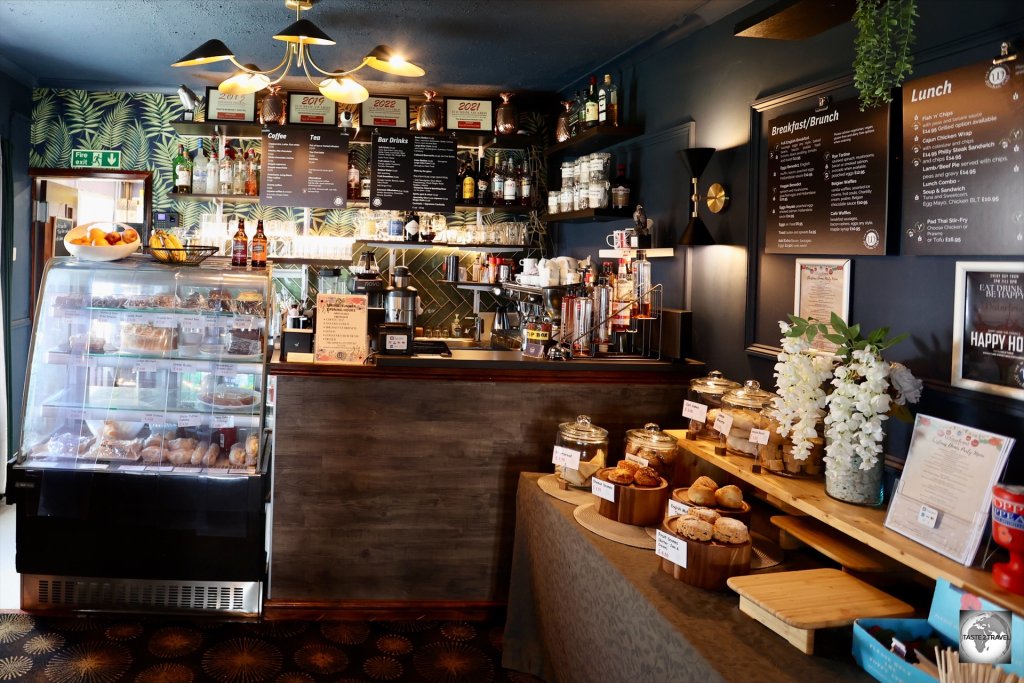 The cafe at the Waterfront Boutique Hotel in Stanley.