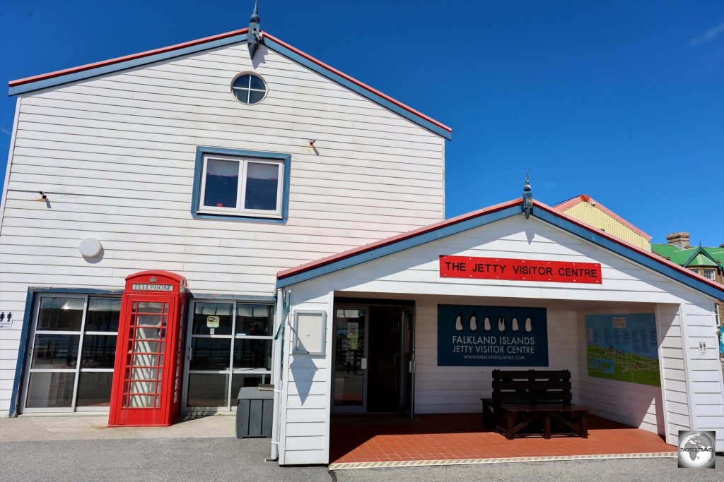 The home of Falkland Islands Tourism, the visitor's centre, at the wharf in Stanley.