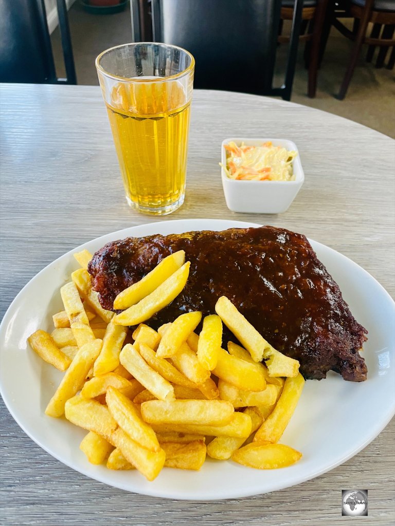 Sticky BBQ ribs and chunky fries at Shorty's Diner in Stanley.