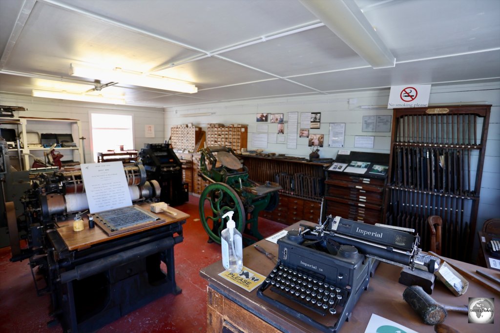 One of the buildings at the Falkland Islands Museum includes a display on the old newspaper printing presses.