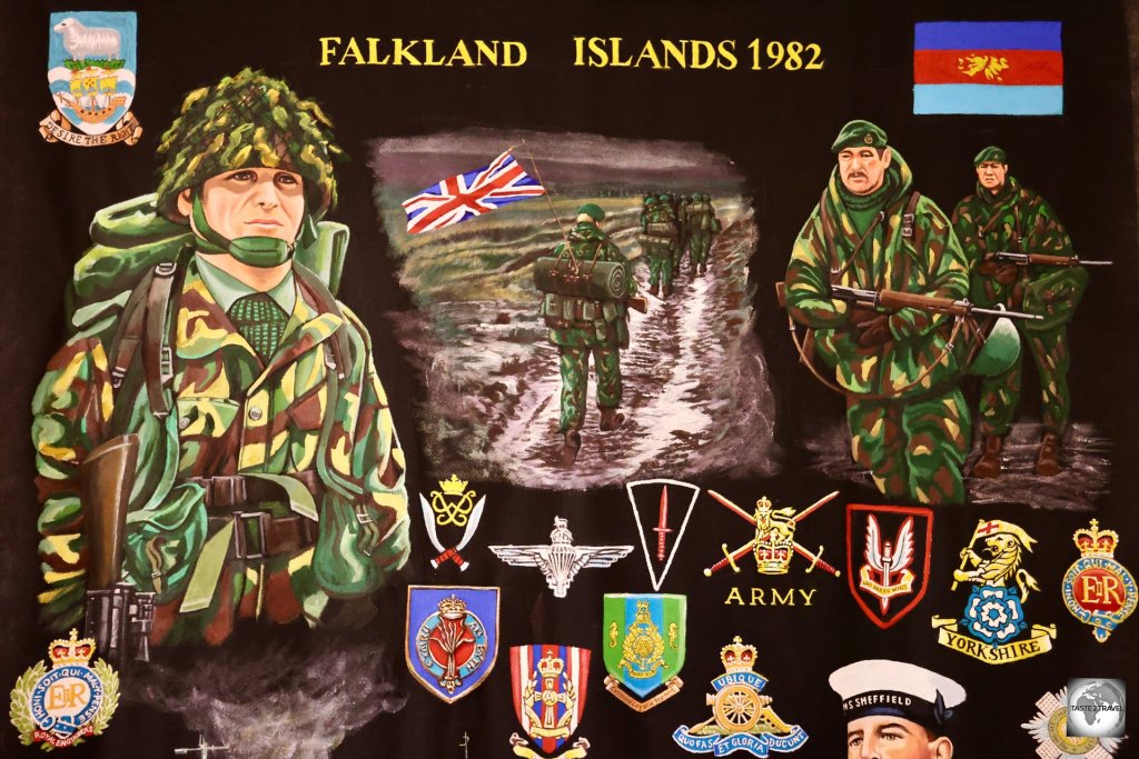 A display, commemorating the 1982 Falklands War, at the Falkland Islands Museum in Stanley.