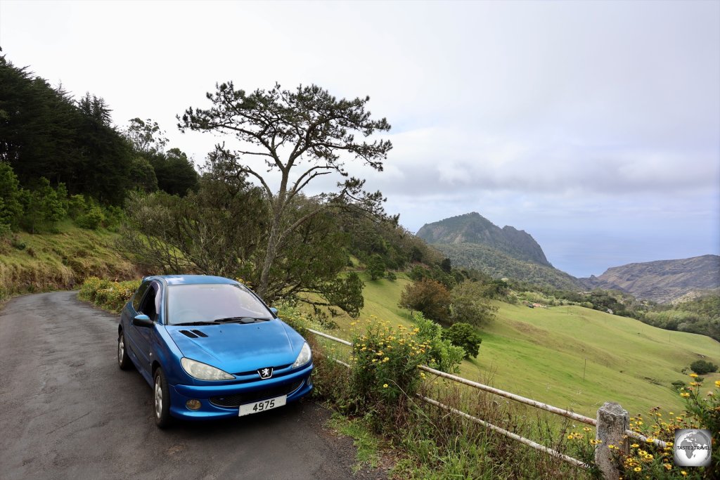 Exploring the beautiful countryside of Saint Helena in my rental car.