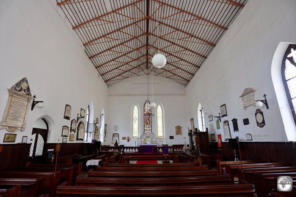 The interior of Saint James' Church in Jamestown.